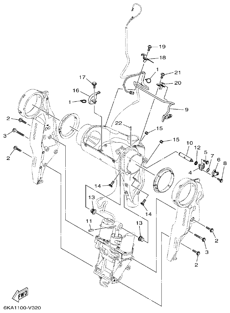 Yamaha F300FST, FL300FST, F300FST2, FL300FST2 BRACKET 2 parts diagram